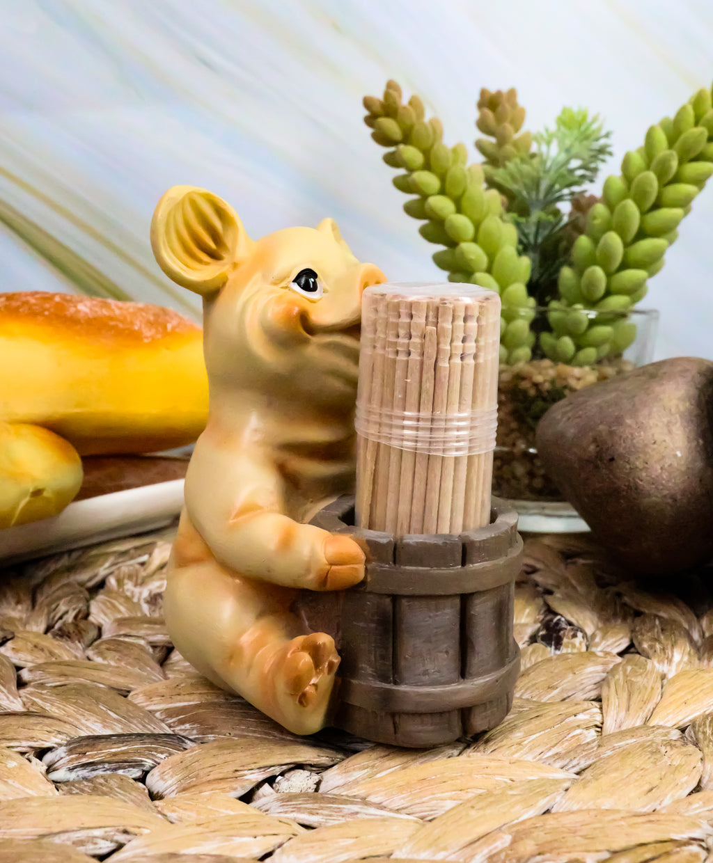 Toothpick Barn Ebros Country Farm Barn Piglet Pig By A Barrel Toothpick Holder With T ...