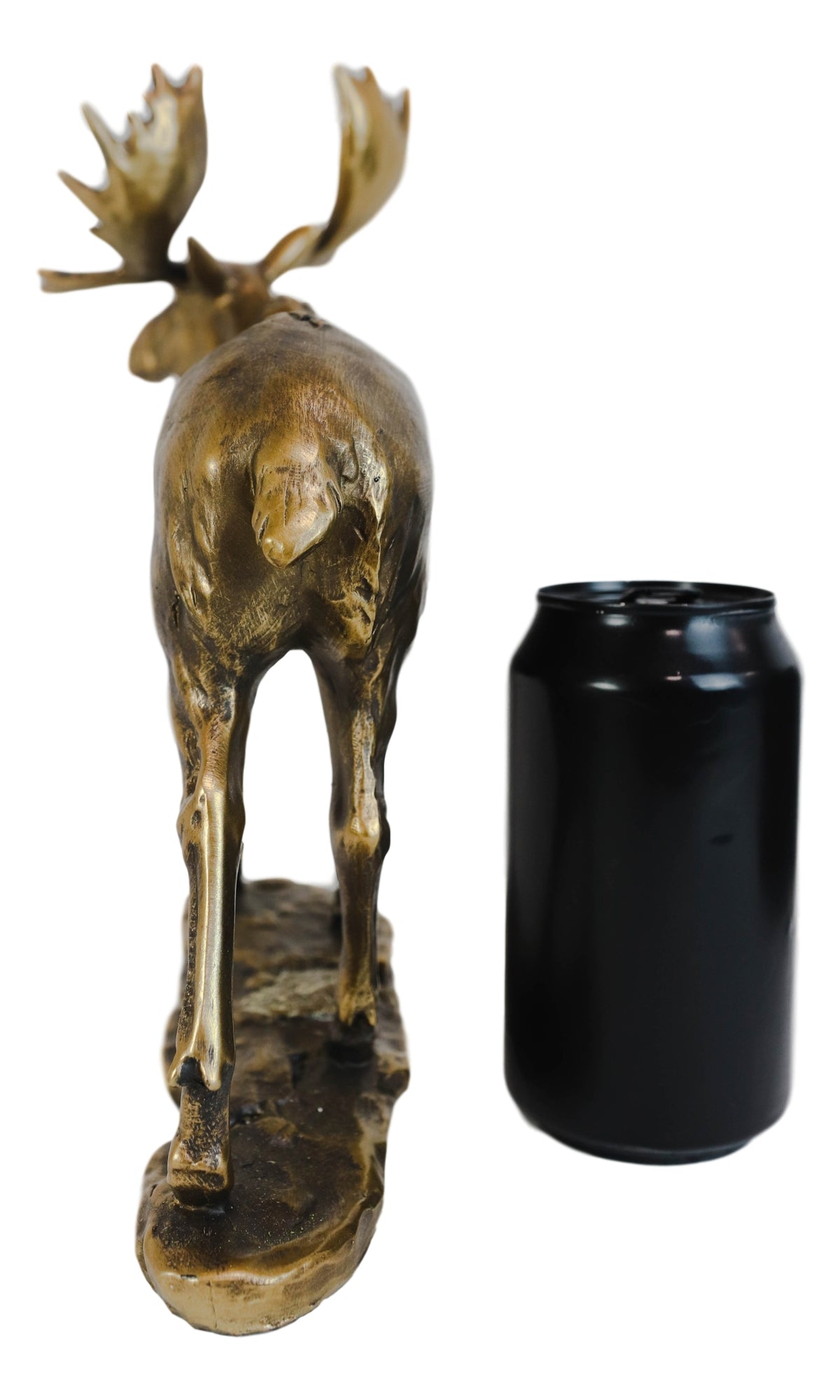 Realistic Large Bull Moose Statue In Gold Patina 11" W Rustic Elk Deer Accent - Ebros Gift
