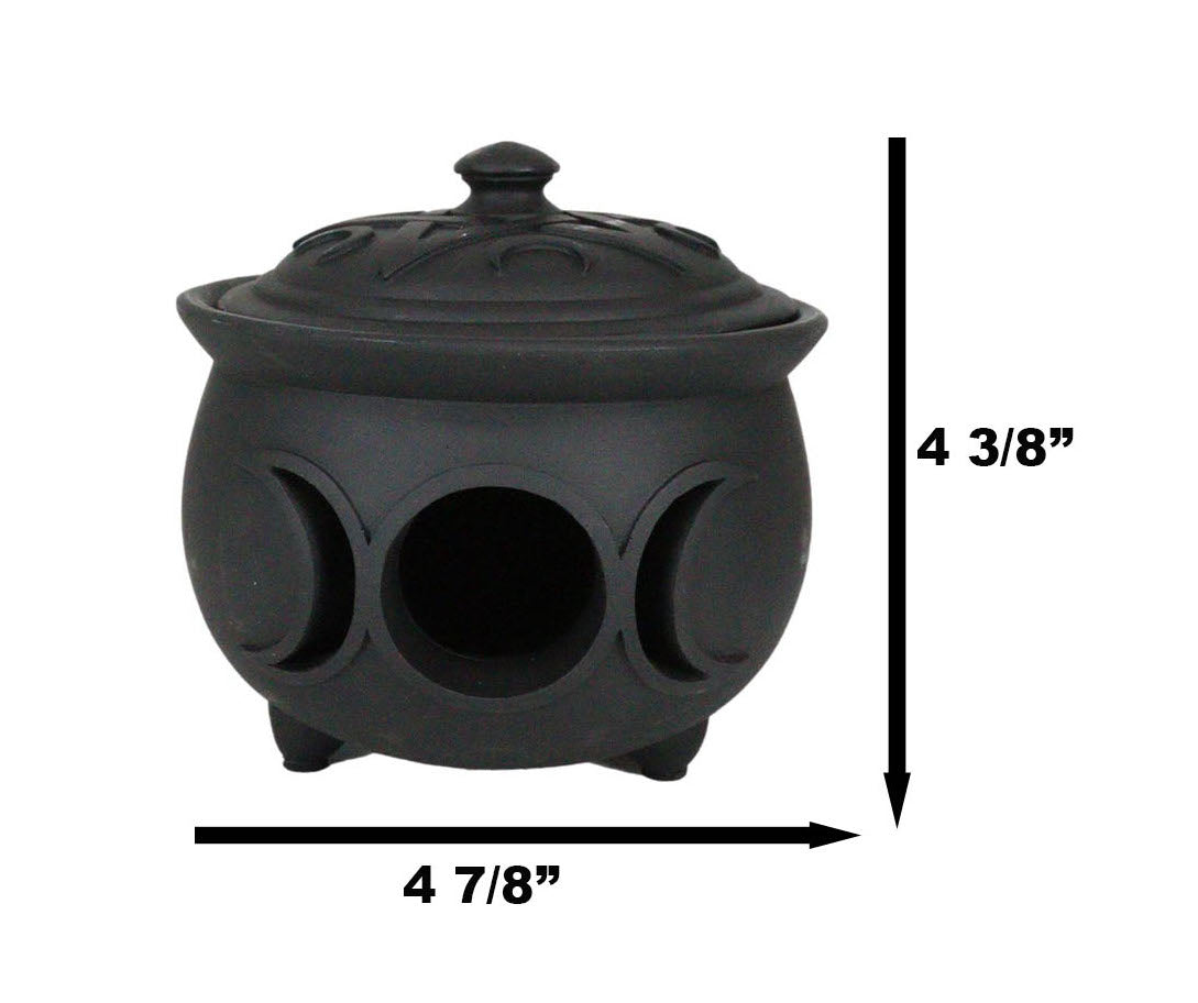 Wicca Triple Moon Goddess Cutout Cauldron Pot For Trinkets Crystals Holder