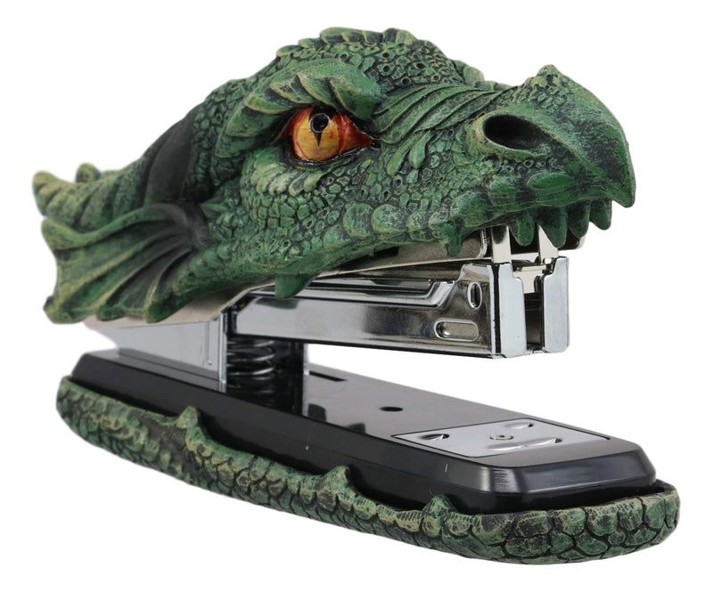 Ebros Legendary Green Fire Dragon Head Stapler Light Duty Office Desktop Stationery