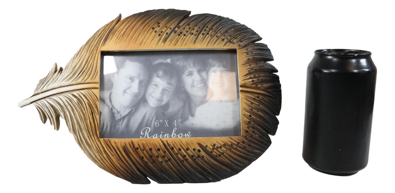 Brown Southwestern Native Indian Butterfly Spotted Feather Picture Frame 4"X6"