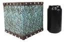 Rustic Western Turquoise Floral Scroll Faux Leather Tissue Box Holder Cover Case
