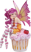 Ebros Colorful Amy Brown Pink Cherry Cupcake Fairy Statue Sweet Tooth Collection
