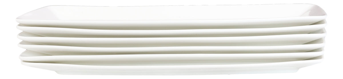 Pack Of 6 Contemporary Slim Rhomboid White Porcelain Serving Platter Plates 14"L