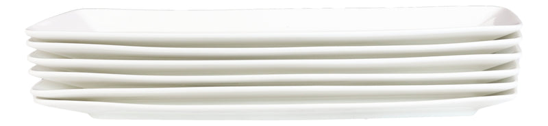 Pack Of 6 Contemporary Slim Rhomboid White Porcelain Serving Platter Plates 14"L