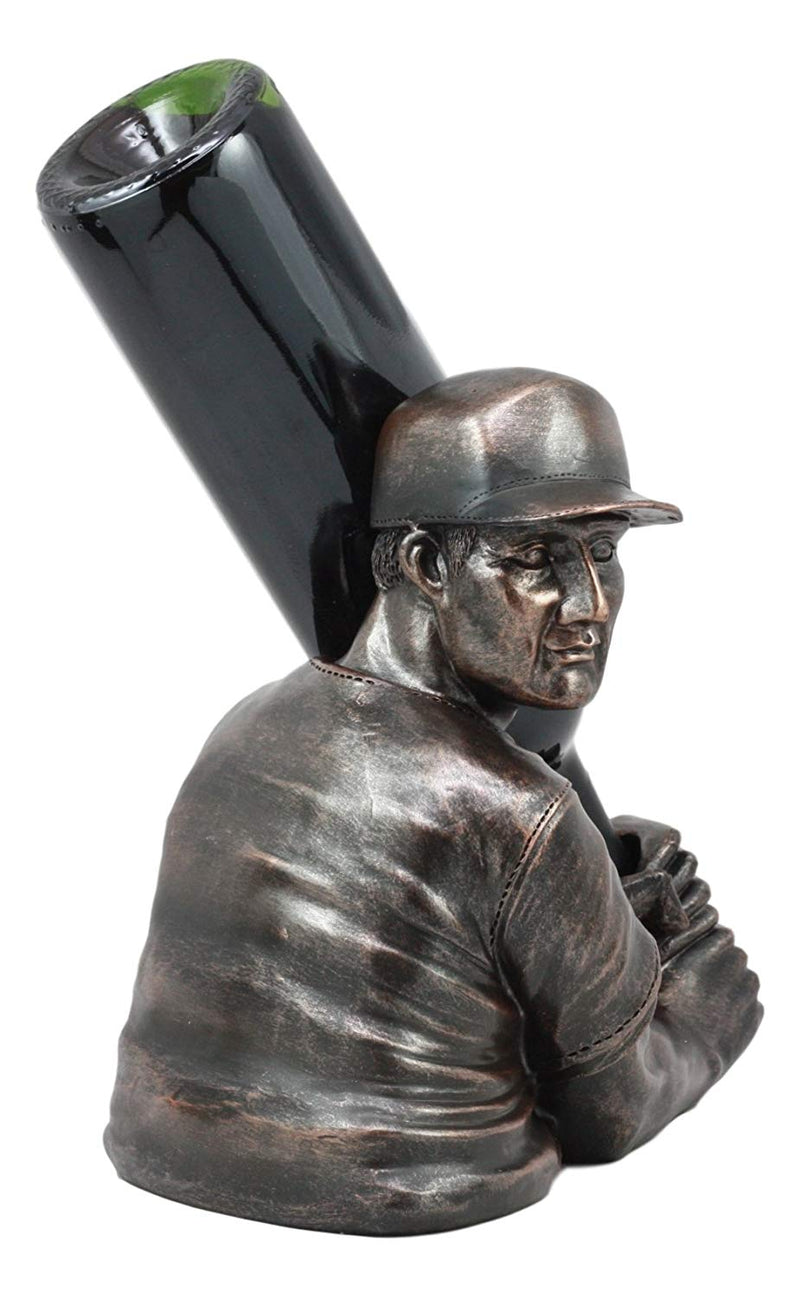 Ebros Focus Home Run Batting Baseball Player Wine Holder Statue 9.5" Long