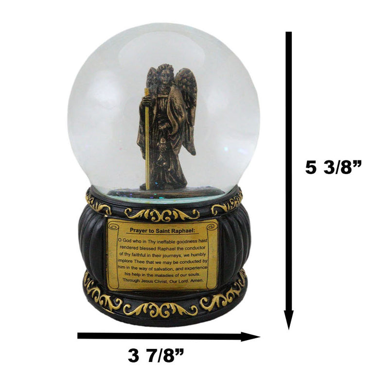 Christian Holy Archangel Saint Raphael Angel Of Healing Water Globe Figurine