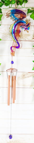 Ebros Purple & Blue Dragon Gem Copper Tube Wind Chime, 42"