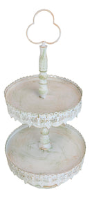 Rustic French Country 2 Tiered Dining Tabletop Metal Food Serving Platter Tray