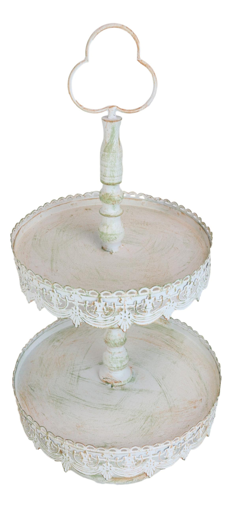 Rustic French Country 2 Tiered Dining Tabletop Metal Food Serving Platter Tray