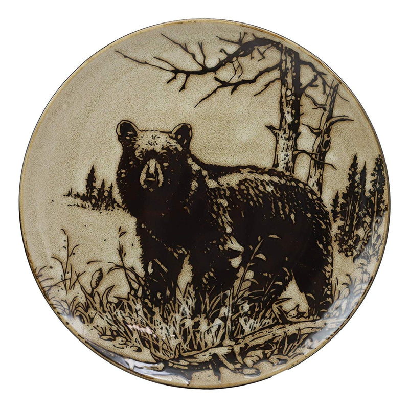 Ebros Black Bear Abstract Art Large Round Dinner Plate Set of 2 11" Diameter