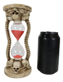 Gothic Alchemy Graveyard 4 Skulls With Skeleton Spine Bones Sand Timer Figurine