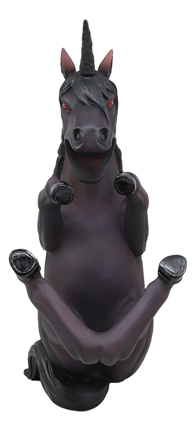 Ebros Elixir of Doom Macabre Black Unicorn Wine Holder Figurine Kitchen Statue - Ebros Gift
