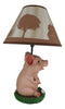 Rustic Farm Country Pink Babe Piglet Muddy Pig Desktop Table Lamp With Shade