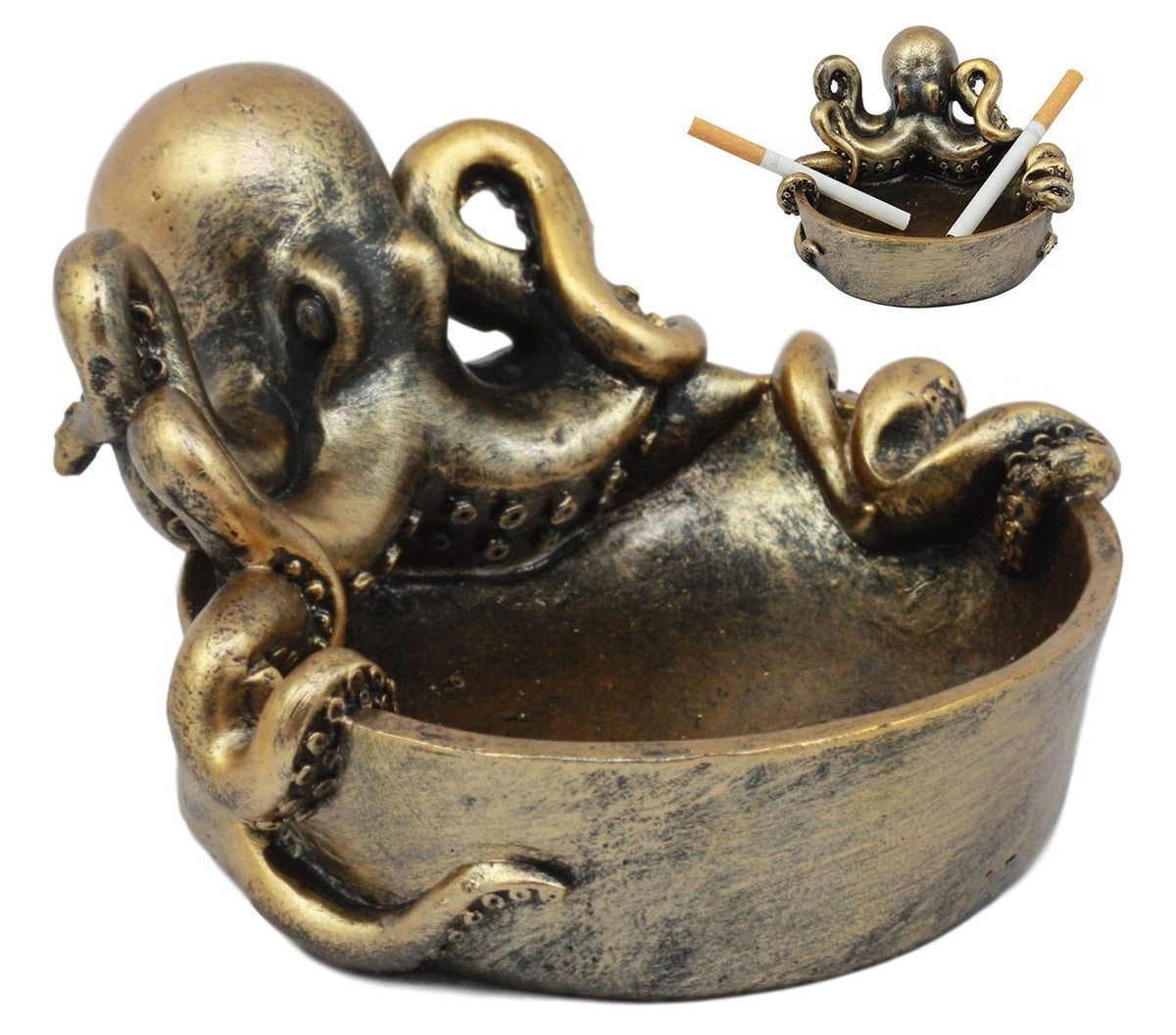 Ebros Sea Monster Kraken Giant Octopus Ashtray Figurine 5.5"W Nautical Ocean - Ebros Gift