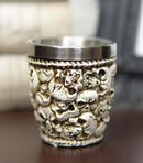Novelty Ossuary Graveyard Piled Up Skulls And Spine Bones Shot Glass Set of 4
