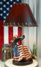 Soaring Bald Eagle With American Flag Memorial Table Lamp Figurine 19" Tall