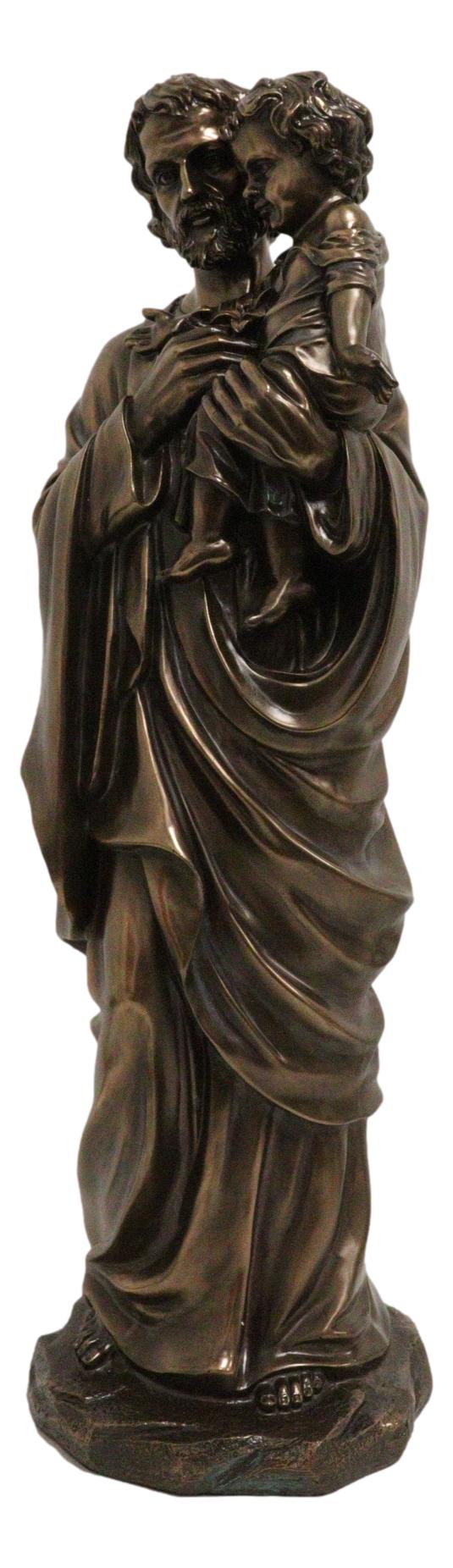 Large Saint Joseph Carrying Child Jesus Decor Statue 24"H Holy Family Figurine