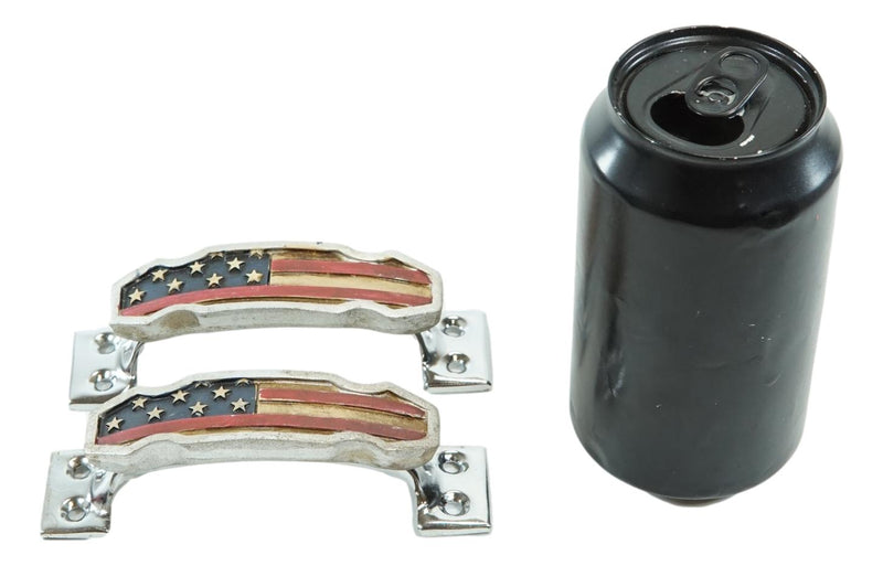 Set Of 2 Patriotic Western US American Flag Drawer Cabinet Door Bar Pull Knobs