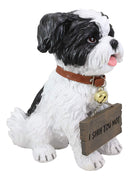 Ebros Shih Tzu Dog Statue With Jingle Collar Welcome Greeting Sign 11.25"Tall