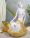 Ebros Under The Sea Golden Mermaid Candle Holder Statue 6.75" Tall Nautical Mermaid Holding Oyster Shells Figurine