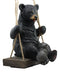 Large Swinging Black Bear With Buddy Raccoon Hanging Statue With Rope Ties 15"H