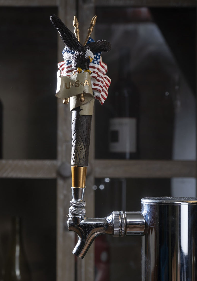 Ebros American Bald Eagle With USA Flag Novelty Beer Tap Handle Figurine With Base
