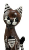 Balinese Wood Handicraft Striped Ears Feline Cat Family Set of 3 Figurines 20"H