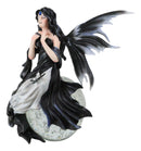 Fantasy Gathering Storm Gothic Fairy Sitting On Bubble Moon Glass Ball Statue