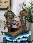 Ebros Nordic Viking Warrior on Viking Ship Collection Figurine 8 Inches Tall