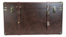 Set Of 3 Stackable Large Wood Vintage Brown Leather Trunk Case Boxes Organizer