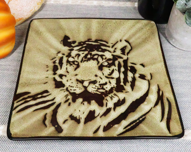 Set Of 2 Rainforest Apex Predator Jungle Eye Of The Tiger Appetizer Salad Plates