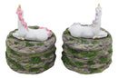 Ebros Pastel Blue And Pink Unicorns Sitting On Stone Garden Jewelry Box Figurines Set