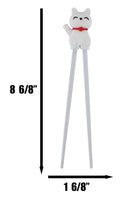 Ebros White Maneki Neko Reusable Training Chopsticks Set With Silicone Helper