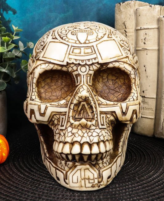 Ebros DOD Mesoamerican Maya Aztec Gods Skull Statue Tribal Tattoo Figurine - Ebros Gift