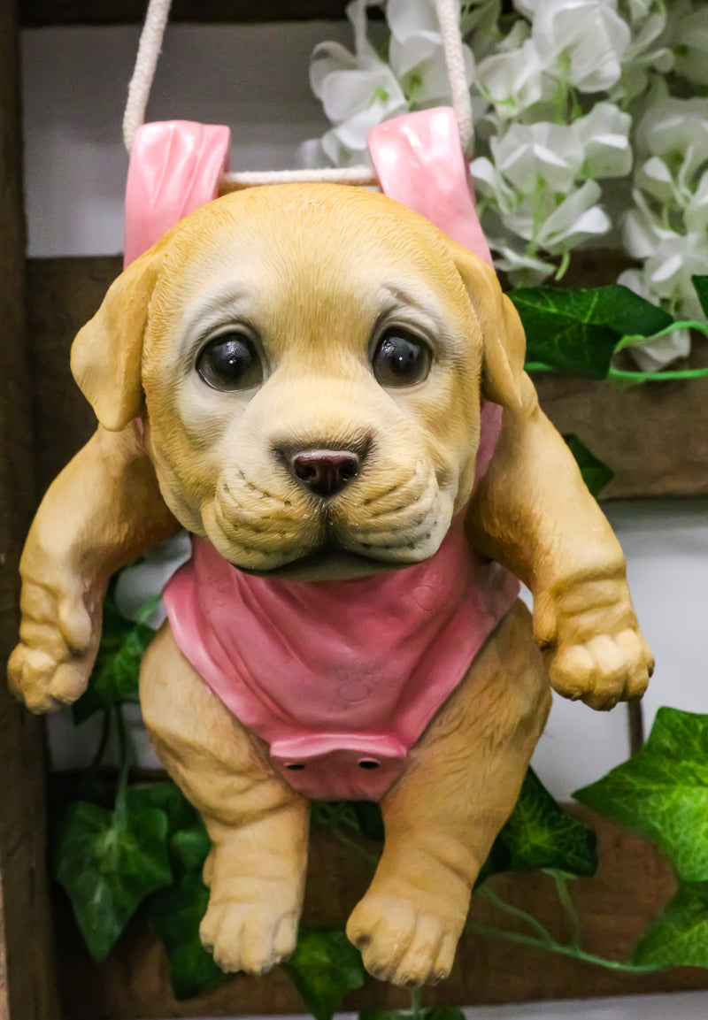 Set Of 2 Teacup Puppy Dogs On Blue And Pink Baby Onesie Swing Branch Hangers