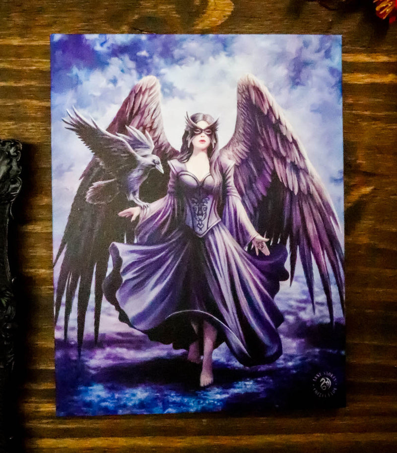 Ebros Anne Stokes Raven Crow Dark Angel Fey Wood Framed Picture Wall Decor