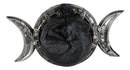 Wicca Witchcraft Triple Moon Insignia With Sleeping Black Cat And Rose Figurine