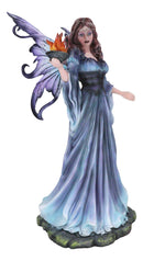 Large Goddess of Olympian Fire Elemental Fairy Queen In Blue Long Gown Statue