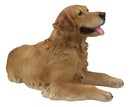 Large Lifelike Charlie The Chocolate Golden Retriever Panting Statue 23.25"Long