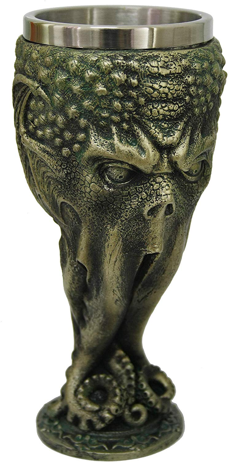 Ebros Gift 7 Inch High Cthulhu Goblet Resin Figurine Stainless Steel Insert