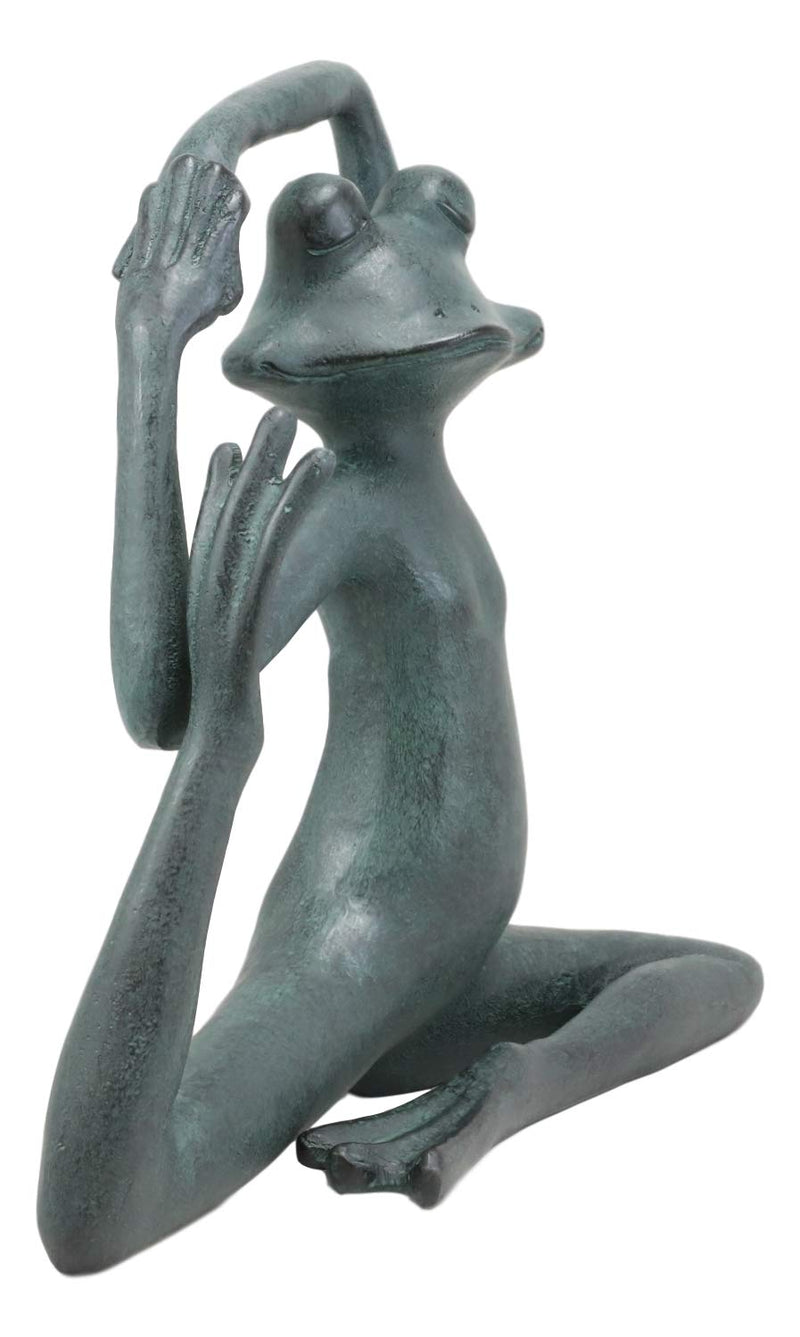 Ebros Large Aluminum Whimsical Rustic Yoga Frog Stretching Limbs Garden Statue Decor  13.5" L
