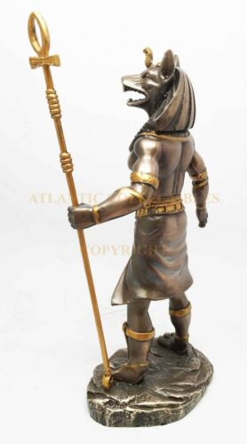 Ebros Egyptian Theme Anubis Holding Staff God of Aferlife & Dead Inpu Statue Sculpture - Ebros Gift