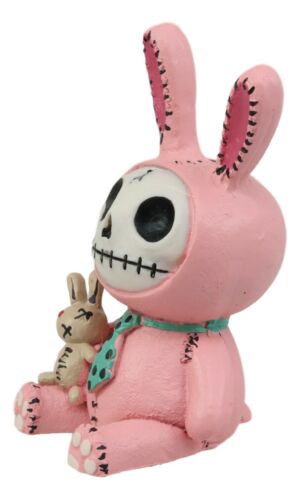 Furrybones Pink Bunnie Bun Rabbit Skeleton Figurine Small Furry Bones Skull - Ebros Gift