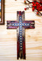 Rustic Western Stars USA Flag Patriotic American Faux Distressed Wood Wall Cross