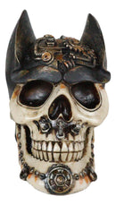 Steampunk Geared Pipes Nuts Bolts And Clockwork Gears Bat Helmet Skull Figurine