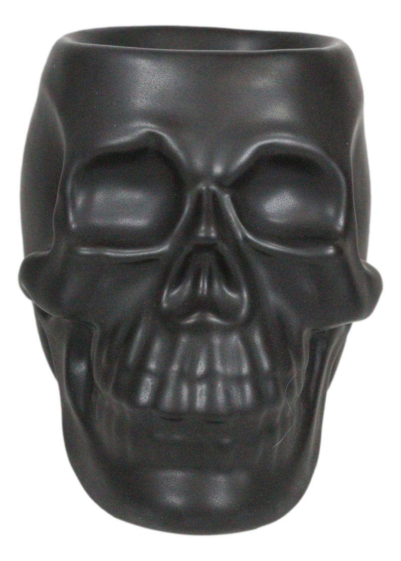 Matte Black Gothic Skull Skeleton Ceramic Votive Candle Essential Oil Warmer