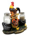Country Rooster Hen and Chicks Family Salt and Pepper Shakers Holder Set 7"H