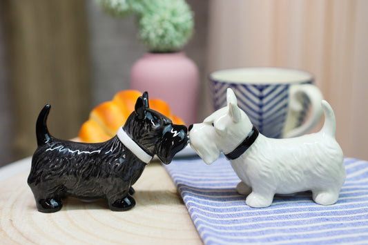 Ebros Kissing Scottie Scottish Terrier Dogs Ceramic Salt And Pepper Shakers Set Decor