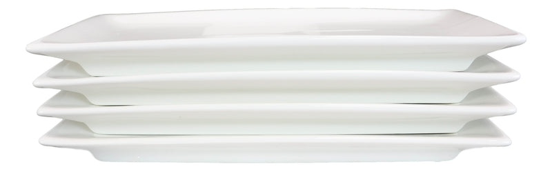 Pack Of 4 Modern White Porcelain Sushi Appetizer Dessert Platter Plates 10"L